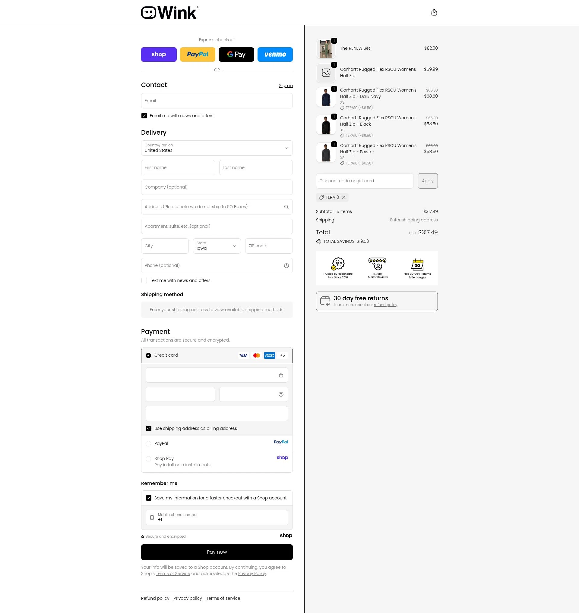 WonderWink checkout page showing WonderWink promo code box | Screenshot taken by SimplyCodes community member on Oct 2, 2025