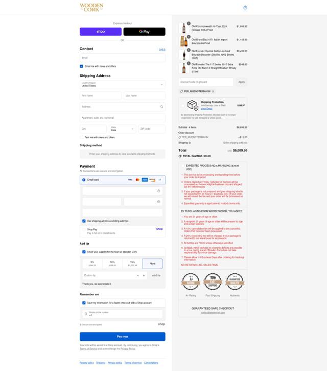 Wooden Cork checkout page showing Wooden Cork discount code box | Screenshot taken by SimplyCodes community member on Sep 1, 2025
