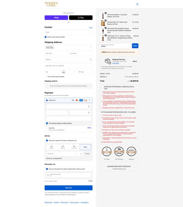 Wooden Cork checkout page showing Wooden Cork discount code box | Screenshot taken by SimplyCodes community member on Sep 1, 2025