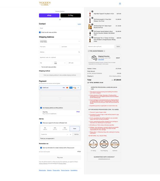 Wooden Cork checkout page showing Wooden Cork discount code box | Screenshot taken by SimplyCodes community member on Sep 5, 2025