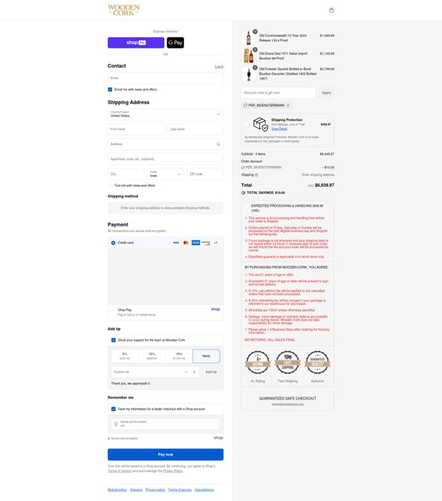 Wooden Cork checkout page showing Wooden Cork discount code box | Screenshot taken by SimplyCodes community member on Aug 28, 2025