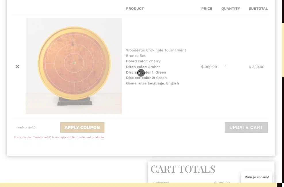 Woodestic checkout page showing Woodestic coupon code box | Screenshot taken by SimplyCodes community member on Dec 5, 2025
