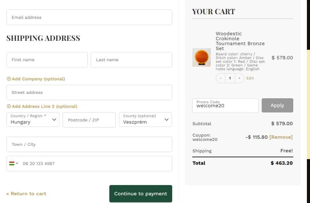Woodestic checkout page showing Woodestic coupon code box | Screenshot taken by SimplyCodes community member on Sep 6, 2025
