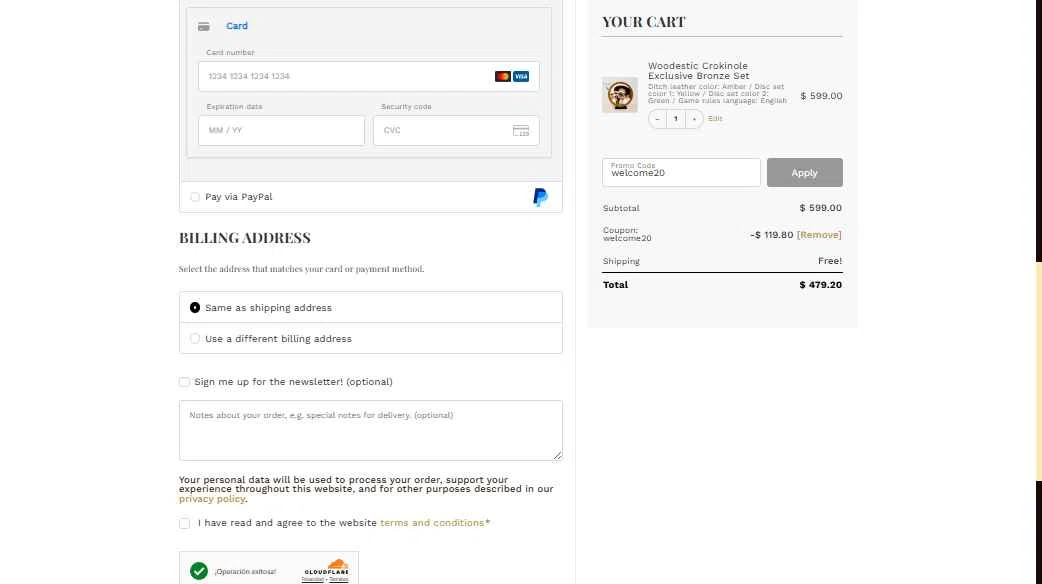 Woodestic checkout page showing Woodestic coupon code box | Screenshot taken by SimplyCodes community member on Oct 17, 2025