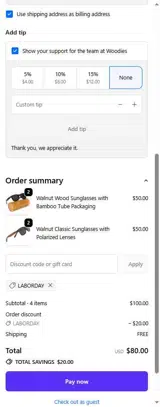 LABORDAY coupon verification screenshot