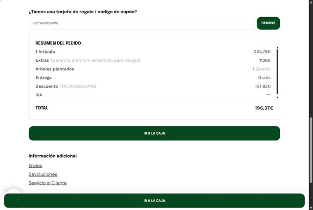WoodWatch checkout page showing WoodWatch promo code box | Screenshot taken by SimplyCodes community member on Jul 8, 2025