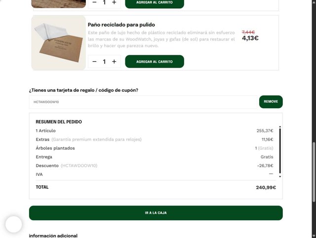 WoodWatch checkout page showing WoodWatch promo code box | Screenshot taken by SimplyCodes community member on Jul 8, 2025