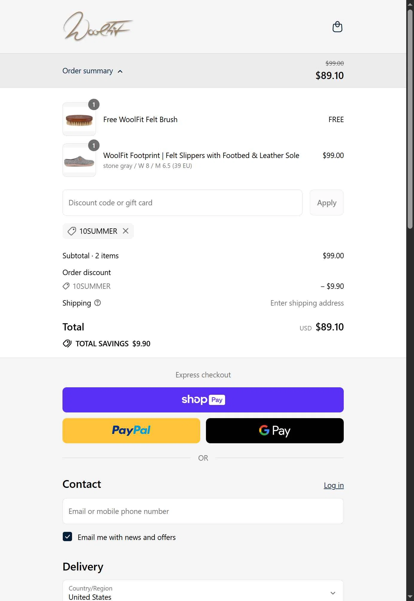 WoolFit checkout page showing WoolFit promo code box | Screenshot taken by SimplyCodes community member on Aug 25, 2025