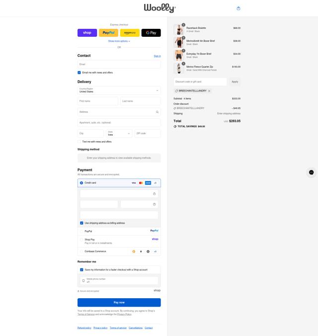 Woolly Clothing checkout page showing Woolly Clothing discount code box | Screenshot taken by SimplyCodes community member on Sep 12, 2025