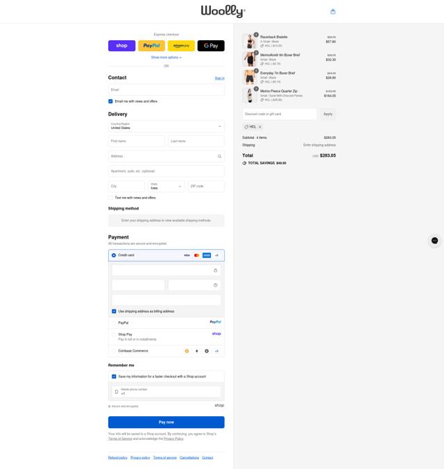 Woolly Clothing checkout page showing Woolly Clothing discount code box | Screenshot taken by SimplyCodes community member on Sep 12, 2025