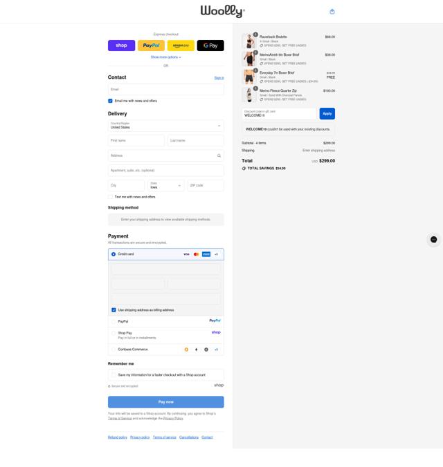 Woolly Clothing checkout page showing Woolly Clothing discount code box | Screenshot taken by SimplyCodes community member on Sep 12, 2025