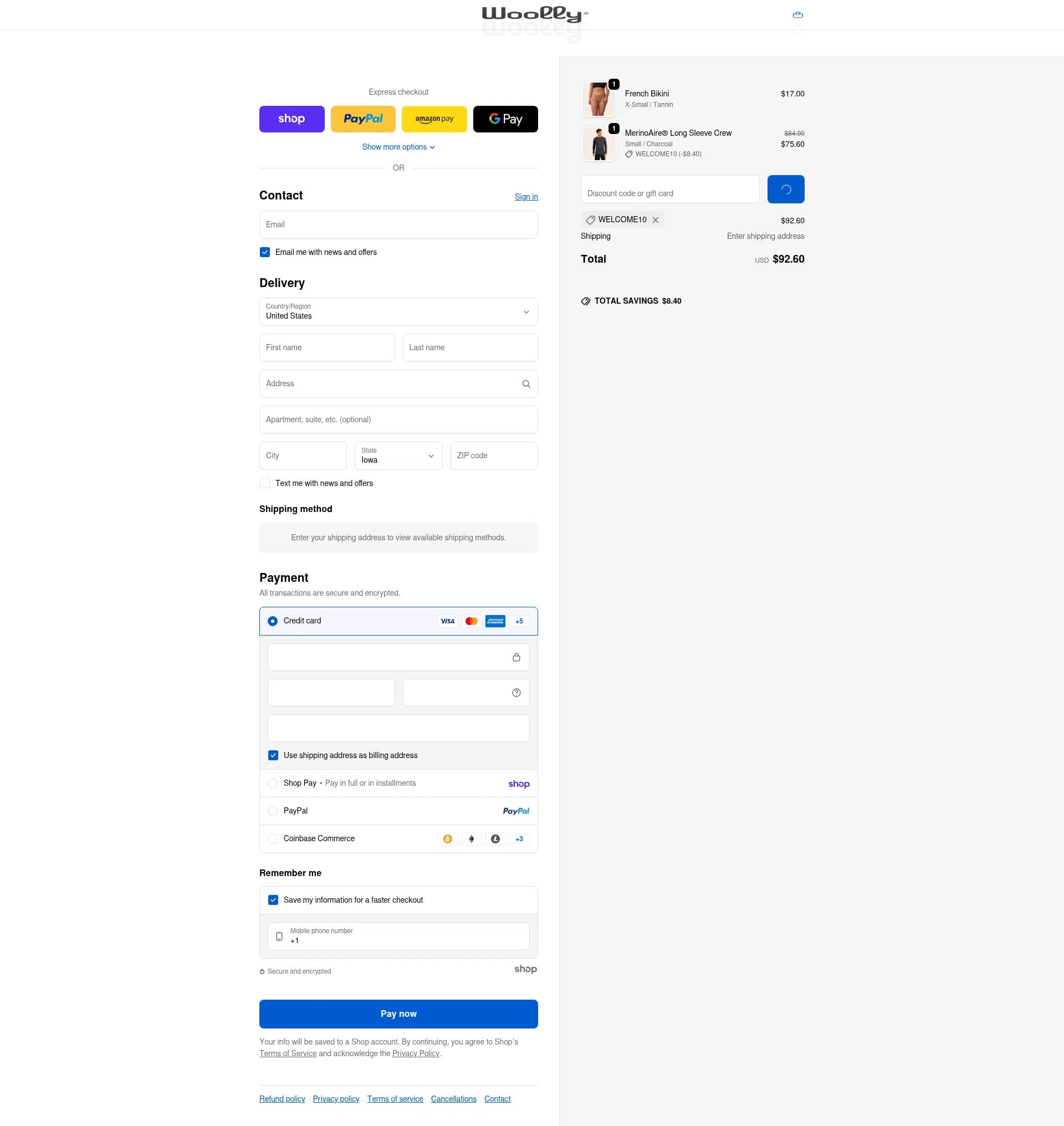 Woolly Clothing checkout page showing Woolly Clothing discount code box | Screenshot taken by SimplyCodes community member on Jan 27, 2026