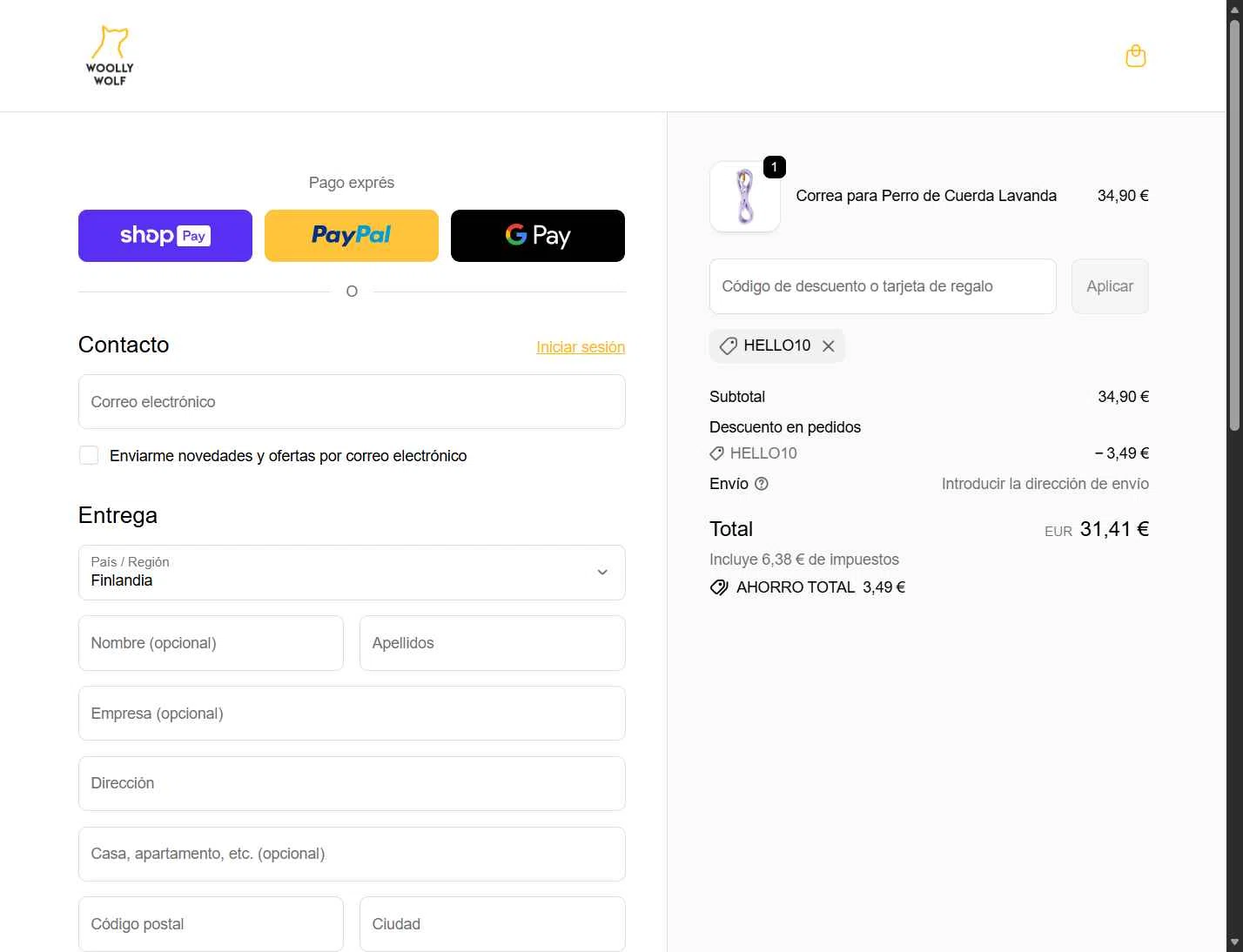 Woolly Wolf checkout page showing Woolly Wolf promo code box | Screenshot taken by SimplyCodes community member on Jan 11, 2026