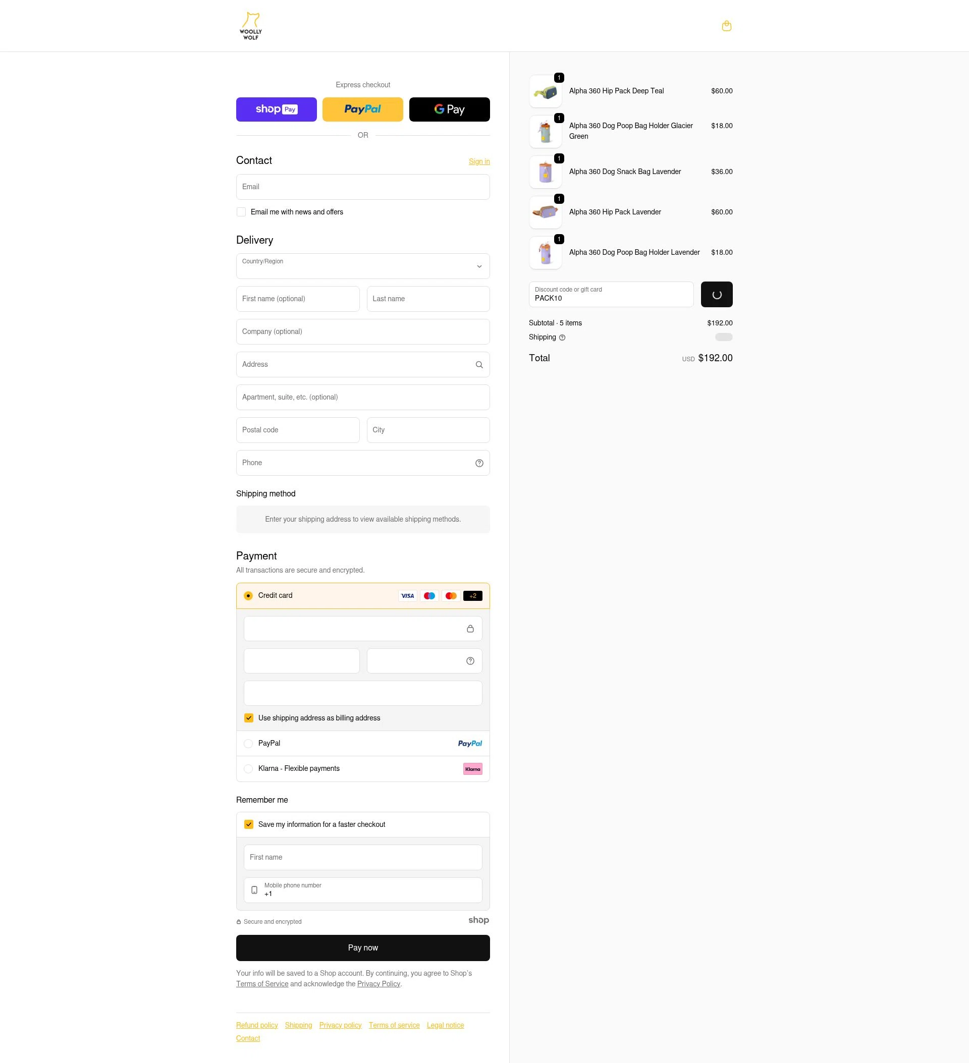 Woolly Wolf checkout page showing Woolly Wolf promo code box | Screenshot taken by SimplyCodes community member on Jan 11, 2026