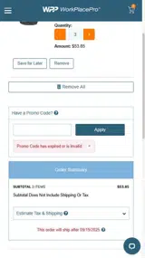 Work Place Pro coupon verification screenshot