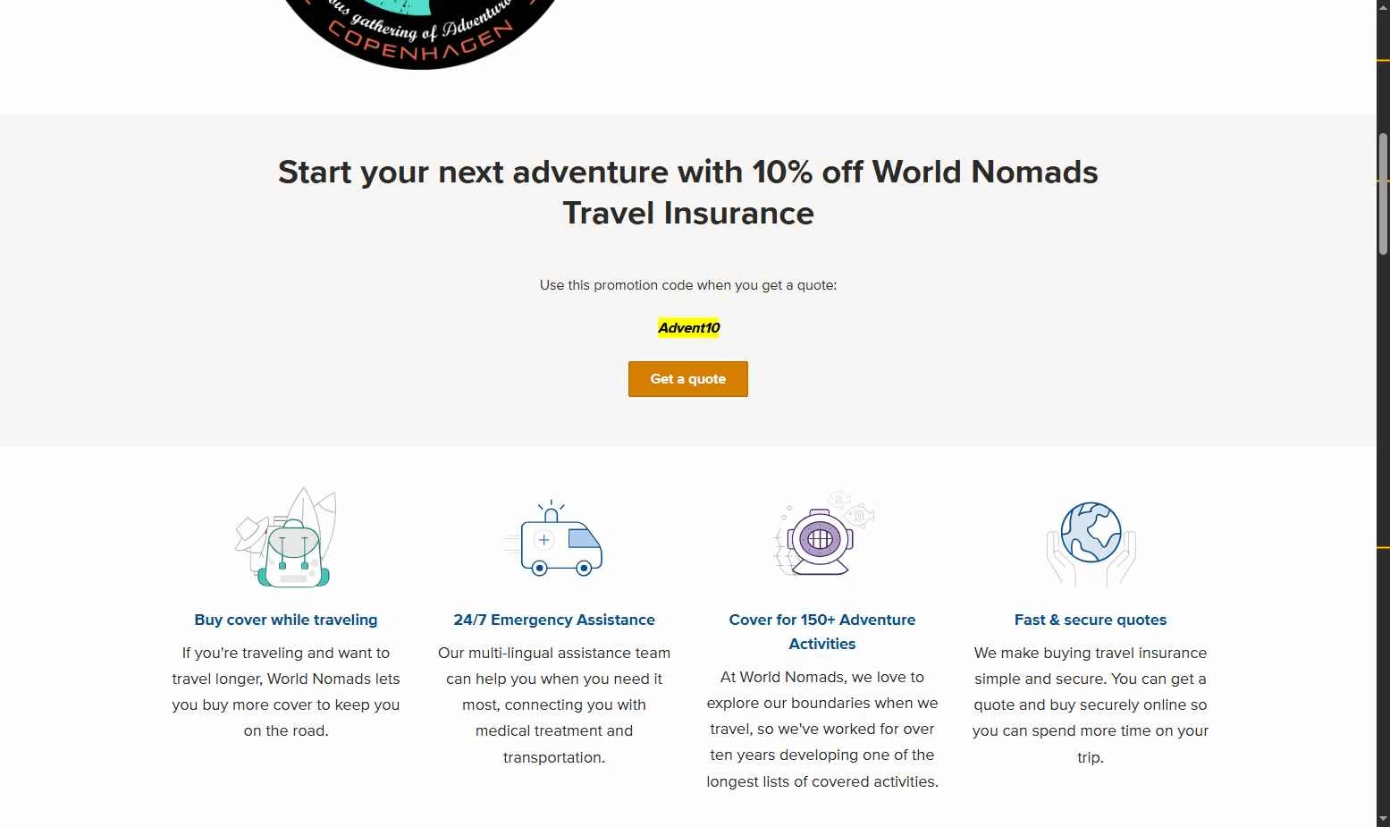 World Nomads checkout page showing World Nomads discount code box | Screenshot taken by SimplyCodes community member on May 16, 2025