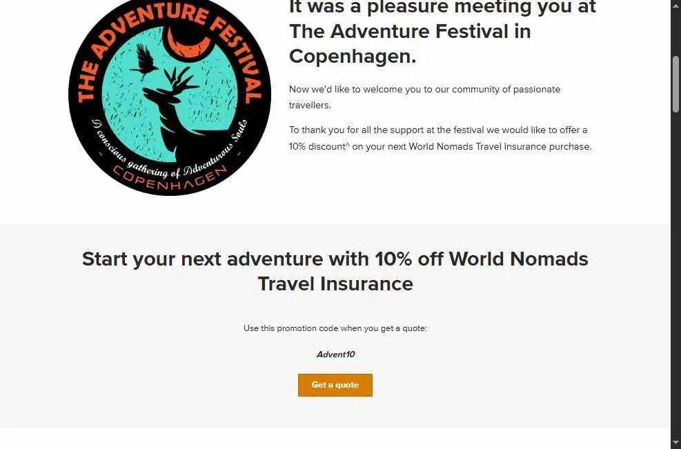 World Nomads checkout page showing World Nomads discount code box | Screenshot taken by SimplyCodes community member on Jun 10, 2025