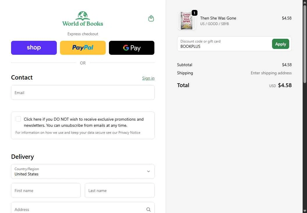 Verification screenshot for 20% Off Select Items at World of Books. com at World of Books.com — 43d ago