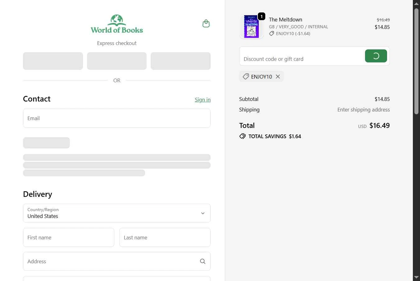 Verification screenshot for 11% Off Storewide at World of Books. com at World of Books.com — 36d ago