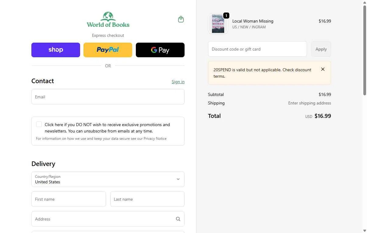 Verification screenshot for 20% Off Select Items at World of Books. com at World of Books.com — 2mo ago