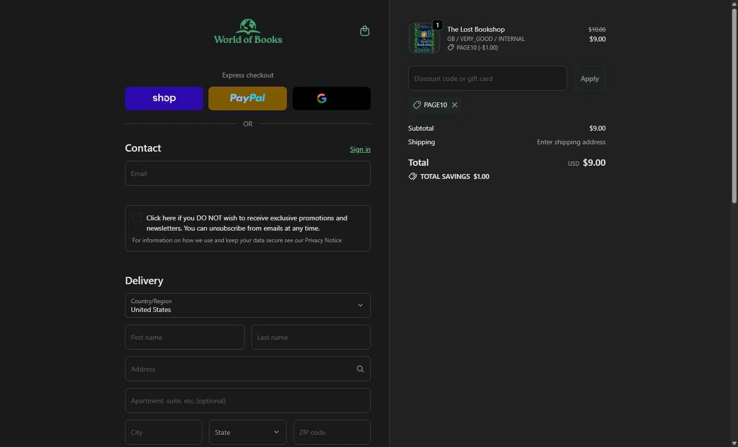 World of Books.com checkout page showing World of Books.com discount code box | Screenshot taken by SimplyCodes community member on Jan 27, 2026