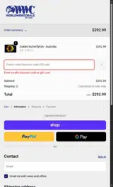 World Wide Corals coupon verification screenshot