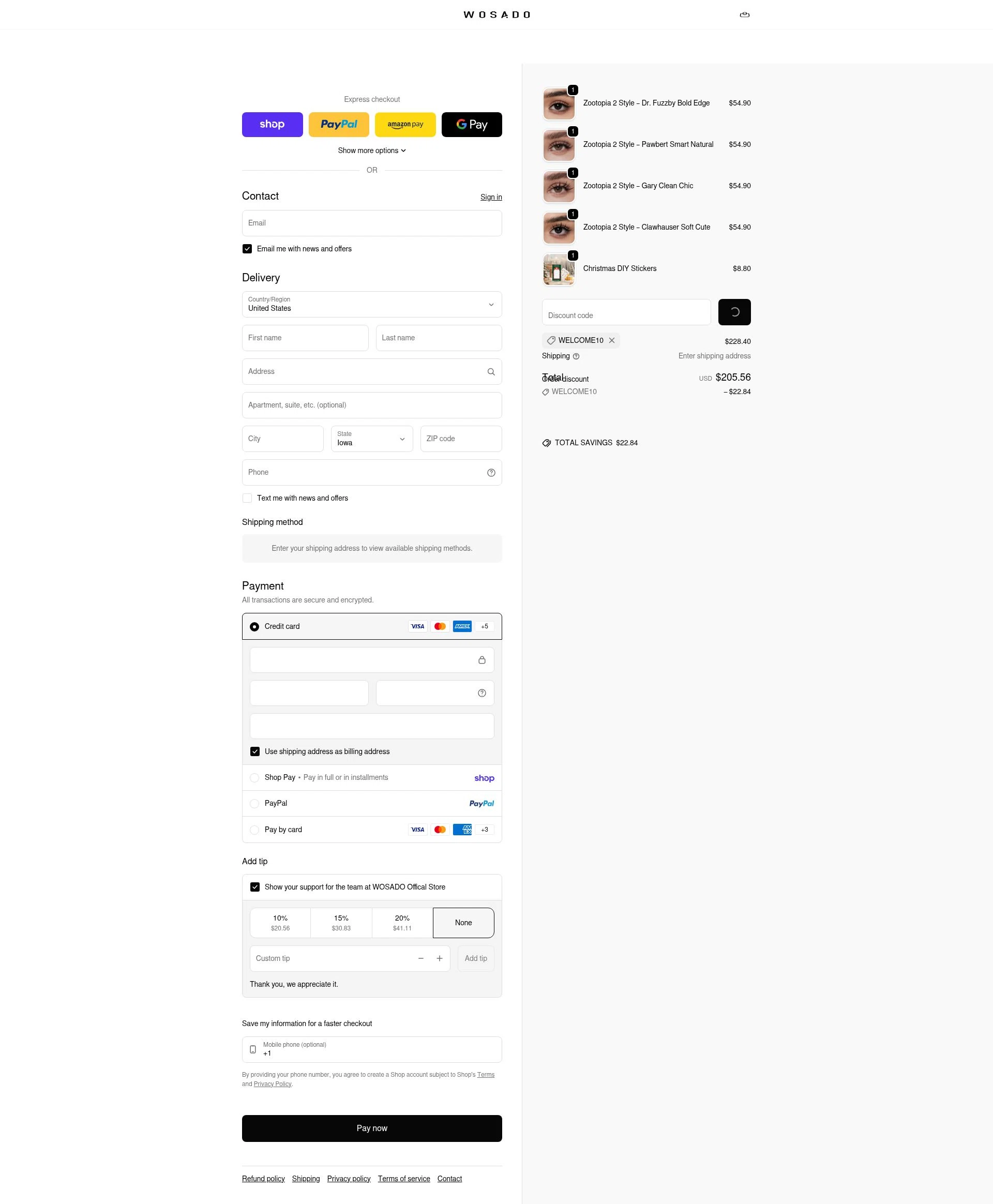 WOSADO checkout page showing WOSADO discount code box | Screenshot taken by SimplyCodes community member on Feb 5, 2026