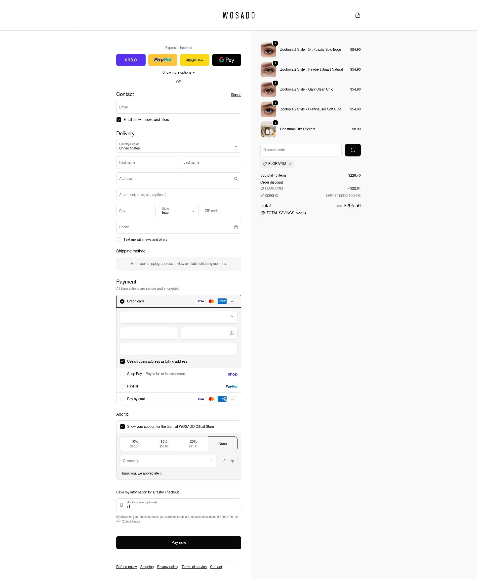 WOSADO checkout page showing WOSADO discount code box | Screenshot taken by SimplyCodes community member on Feb 1, 2026