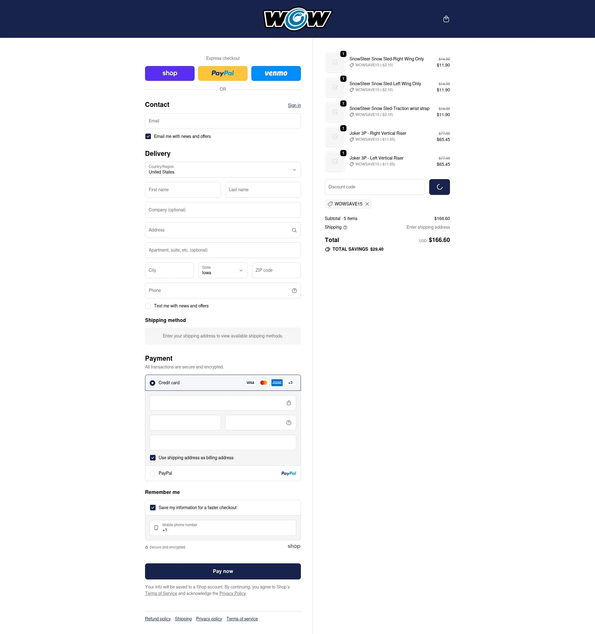 WOW Sports checkout page showing WOW Sports discount code box | Screenshot taken by SimplyCodes community member on Jan 25, 2026