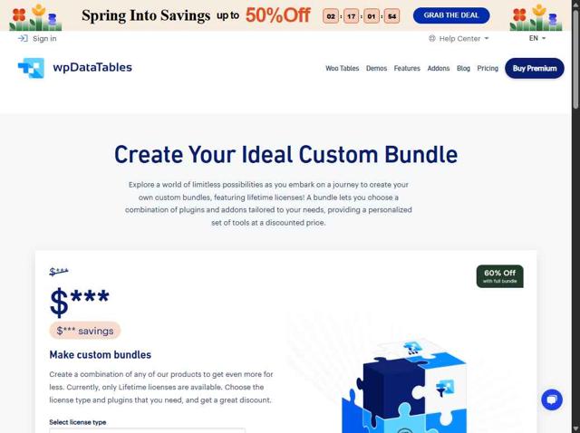 wpDataTables checkout page showing wpDataTables promo code box | Screenshot taken by SimplyCodes community member on May 6, 2025
