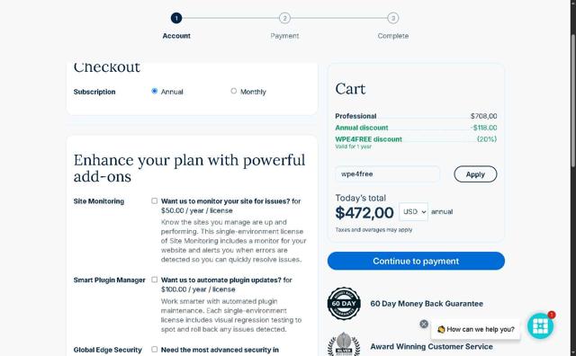 WP Engine checkout page showing WP Engine coupon code box | Screenshot taken by SimplyCodes community member on May 26, 2025