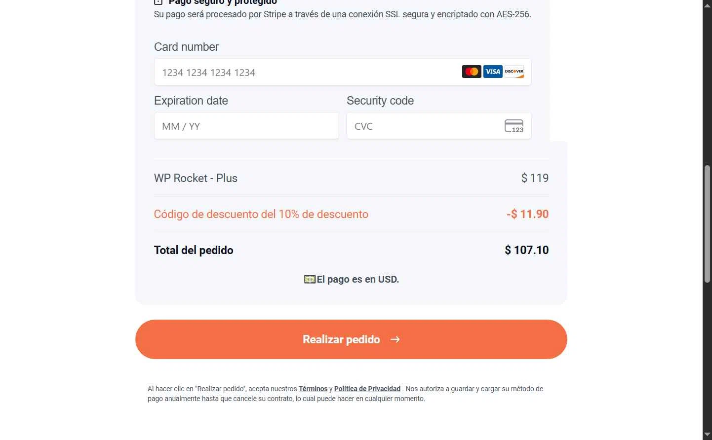 WP Rocket checkout page showing WP Rocket coupon code box | Screenshot taken by SimplyCodes community member on Feb 4, 2026
