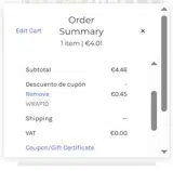 WRAP10 coupon verification screenshot