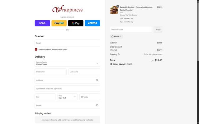 Wrappiness checkout page showing Wrappiness discount code box | Screenshot taken by SimplyCodes community member on Sep 16, 2025