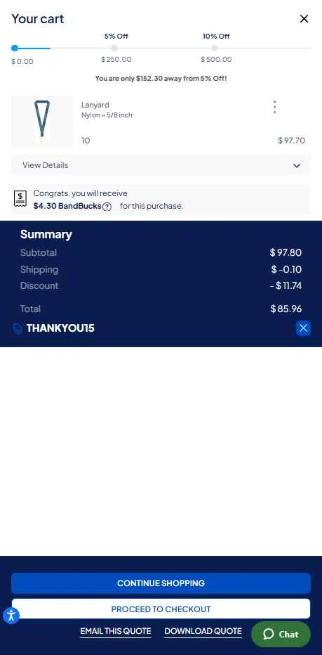 Wrist-Band.Com checkout page showing Wrist-Band.Com promo code box | Screenshot taken by SimplyCodes community member on Jul 1, 2025