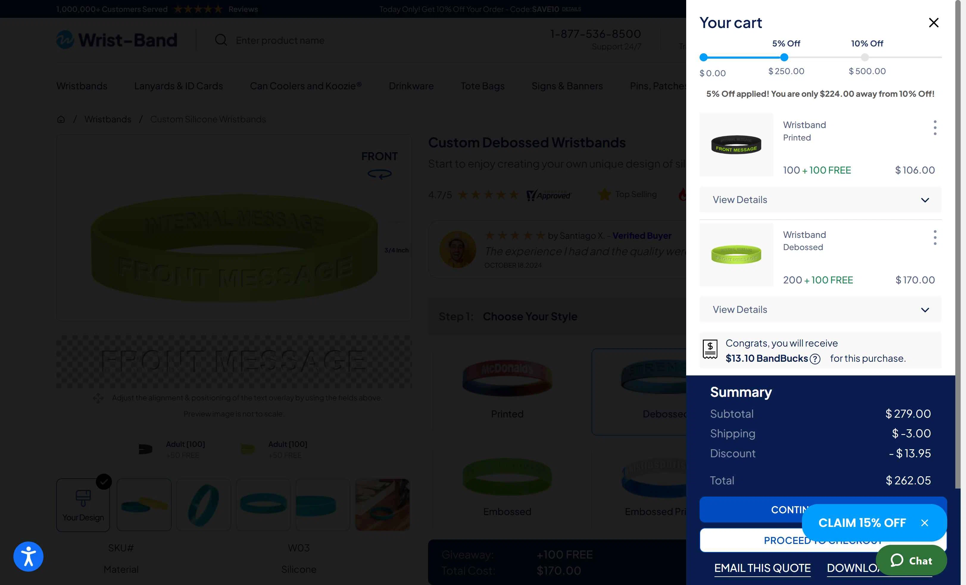 Wrist-Band.Com checkout page showing Wrist-Band.Com promo code box | Screenshot taken by SimplyCodes community member on Jun 26, 2025