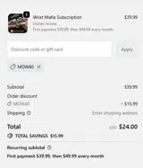 MDW40 coupon verification screenshot