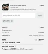 CART35 coupon verification screenshot