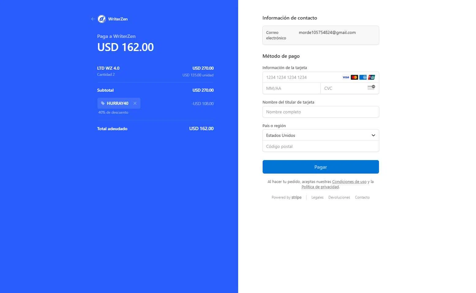 WriterZEN checkout page showing WriterZEN promo code box | Screenshot taken by SimplyCodes community member on Jul 13, 2025