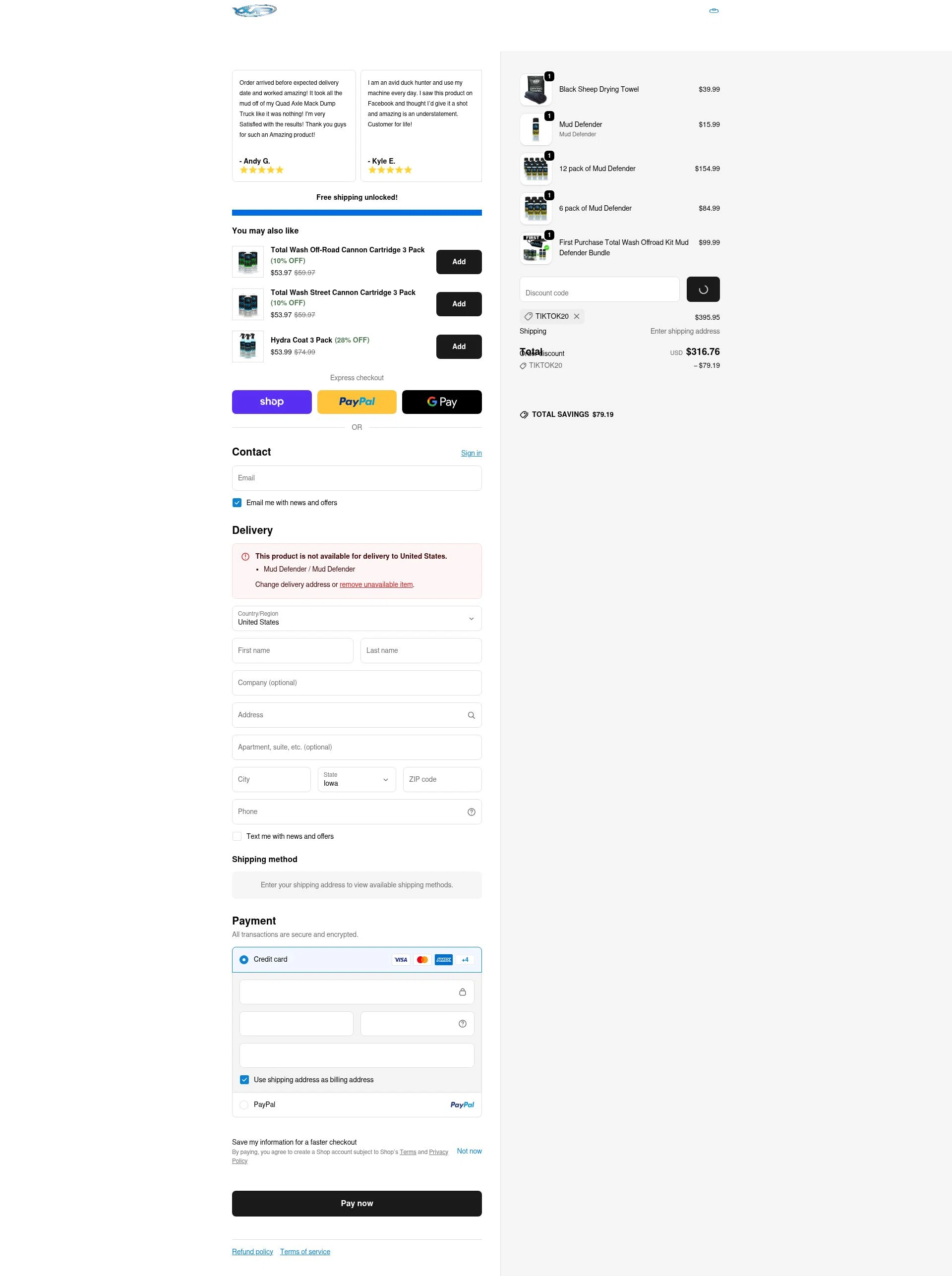 WR Performance Products checkout page showing WR Performance Products discount code box | Screenshot taken by SimplyCodes community member on Feb 18, 2026