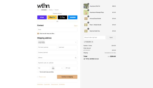 Wthn checkout page showing Wthn promo code box | Screenshot taken by SimplyCodes community member on Sep 12, 2025