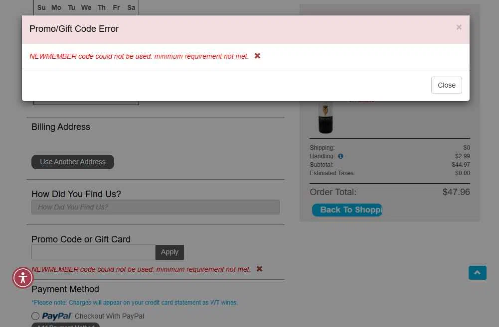 Wtso.com checkout page showing Wtso.com promo code box | Screenshot taken by SimplyCodes community member on Oct 19, 2025
