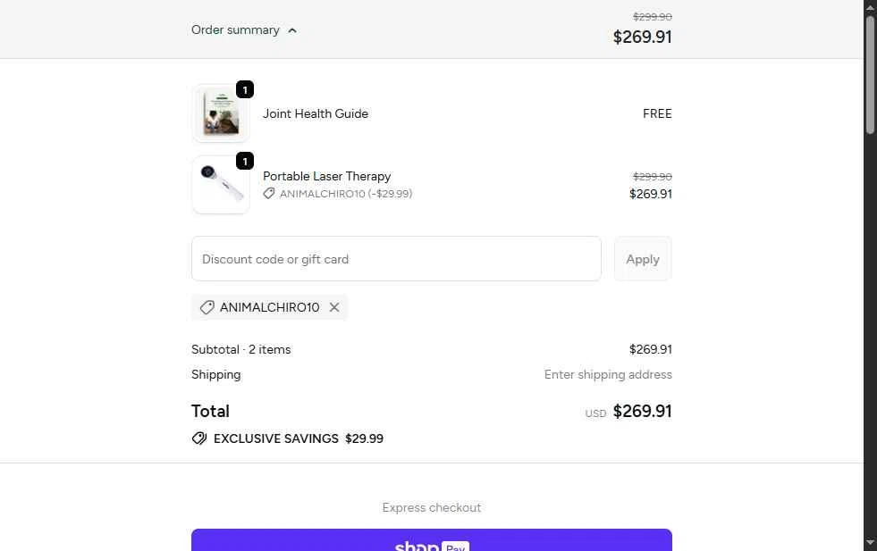 Wuffes checkout page showing Wuffes discount code box | Screenshot taken by SimplyCodes community member on Jan 9, 2026