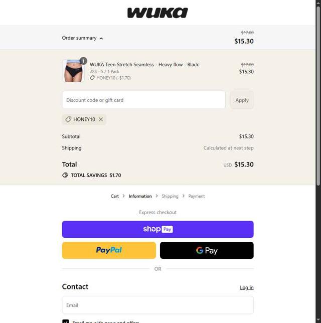 WUKA checkout page showing WUKA discount code box | Screenshot taken by SimplyCodes community member on Aug 1, 2025