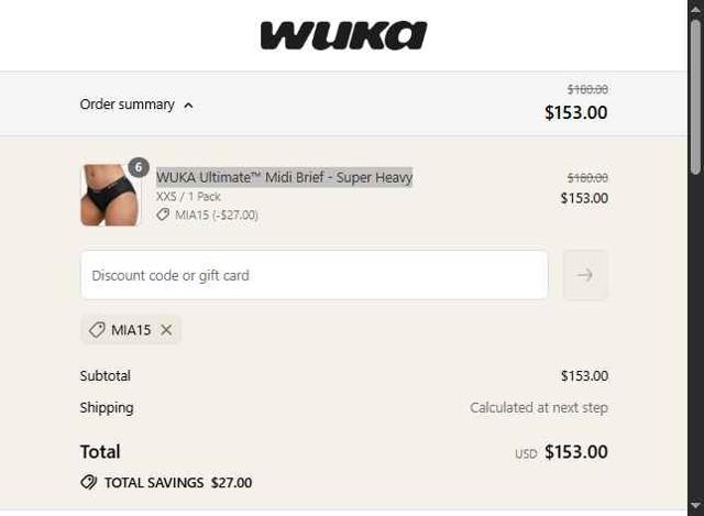 WUKA checkout page showing WUKA discount code box | Screenshot taken by SimplyCodes community member on Aug 26, 2025
