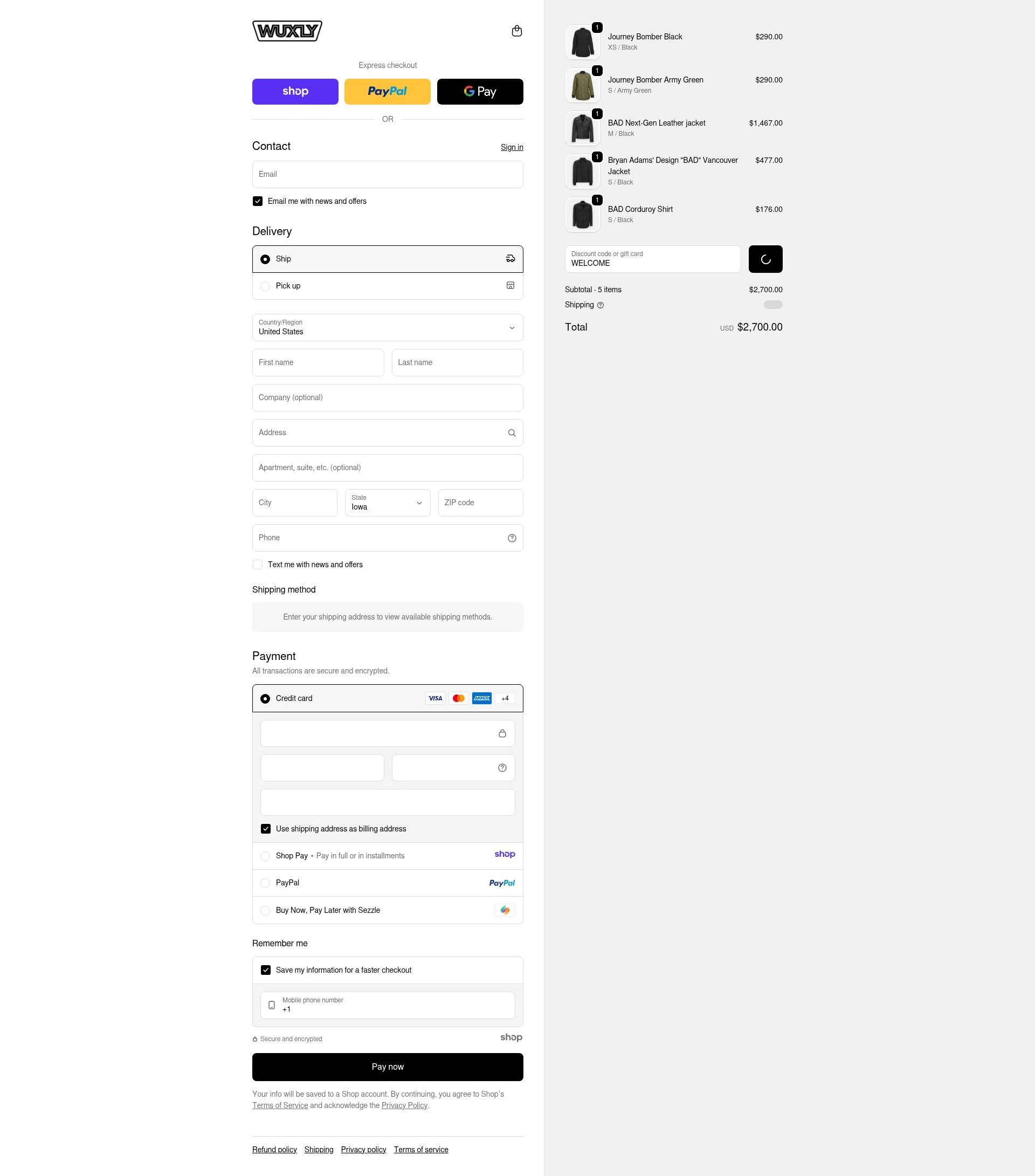 Wuxly checkout page showing Wuxly discount code box | Screenshot taken by SimplyCodes community member on Dec 27, 2025