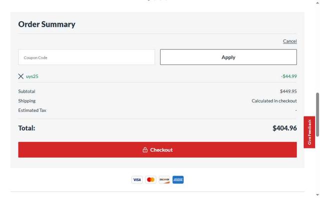 Woodwind & Brasswind checkout page showing Woodwind & Brasswind promo code box | Screenshot taken by SimplyCodes community member on May 4, 2025