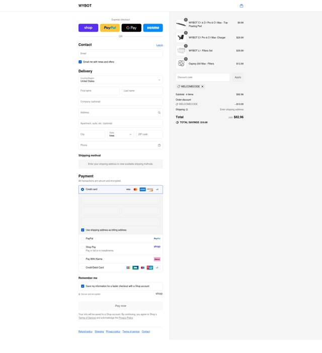 WYBOT checkout page showing WYBOT coupon code box | Screenshot taken by SimplyCodes community member on Sep 2, 2025