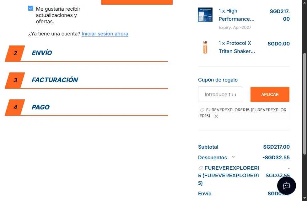 Xandro Lab checkout page showing Xandro Lab promo code box | Screenshot taken by SimplyCodes community member on Jan 5, 2026