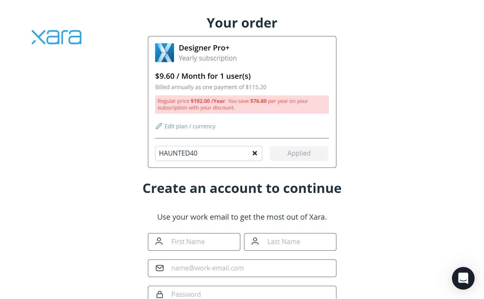 Xara checkout page showing Xara discount code box | Screenshot taken by SimplyCodes community member on Dec 26, 2025